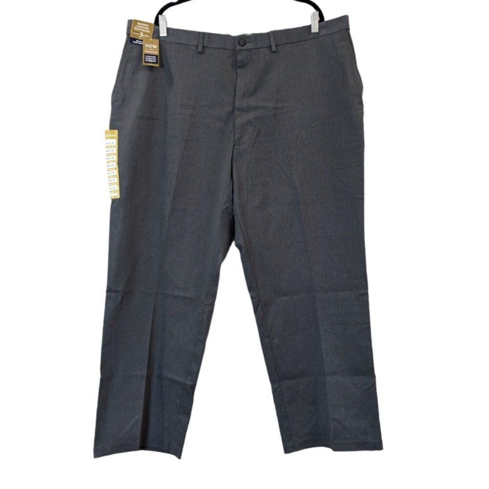 Haggar Gray Dress Pants Flat Front Tailored